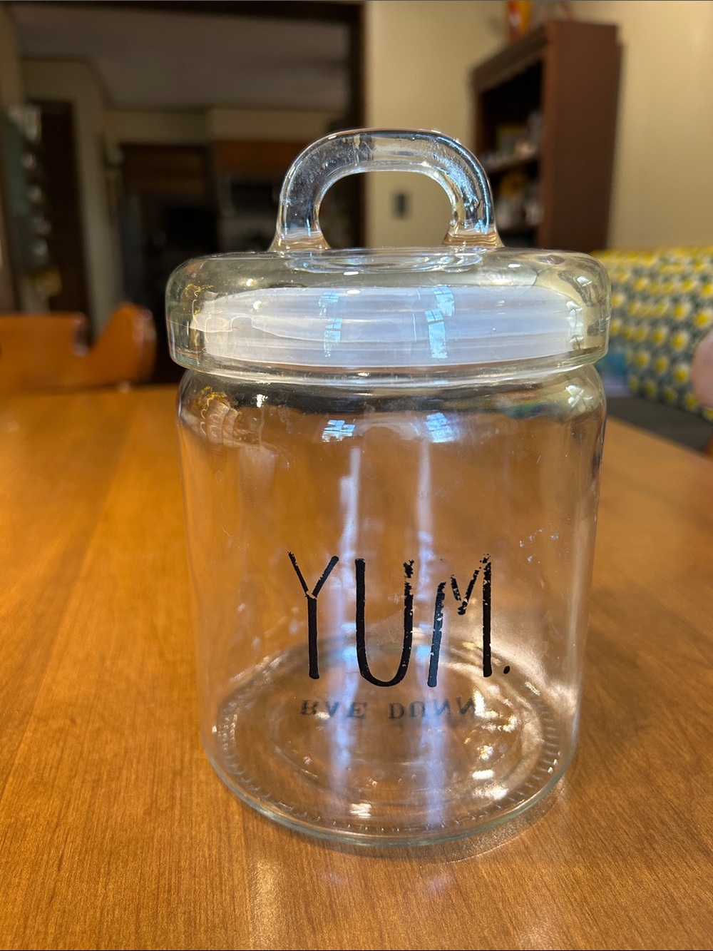 Rae Dunn Clear Glass 'YUM' Kitchen Storage Jar with Lid